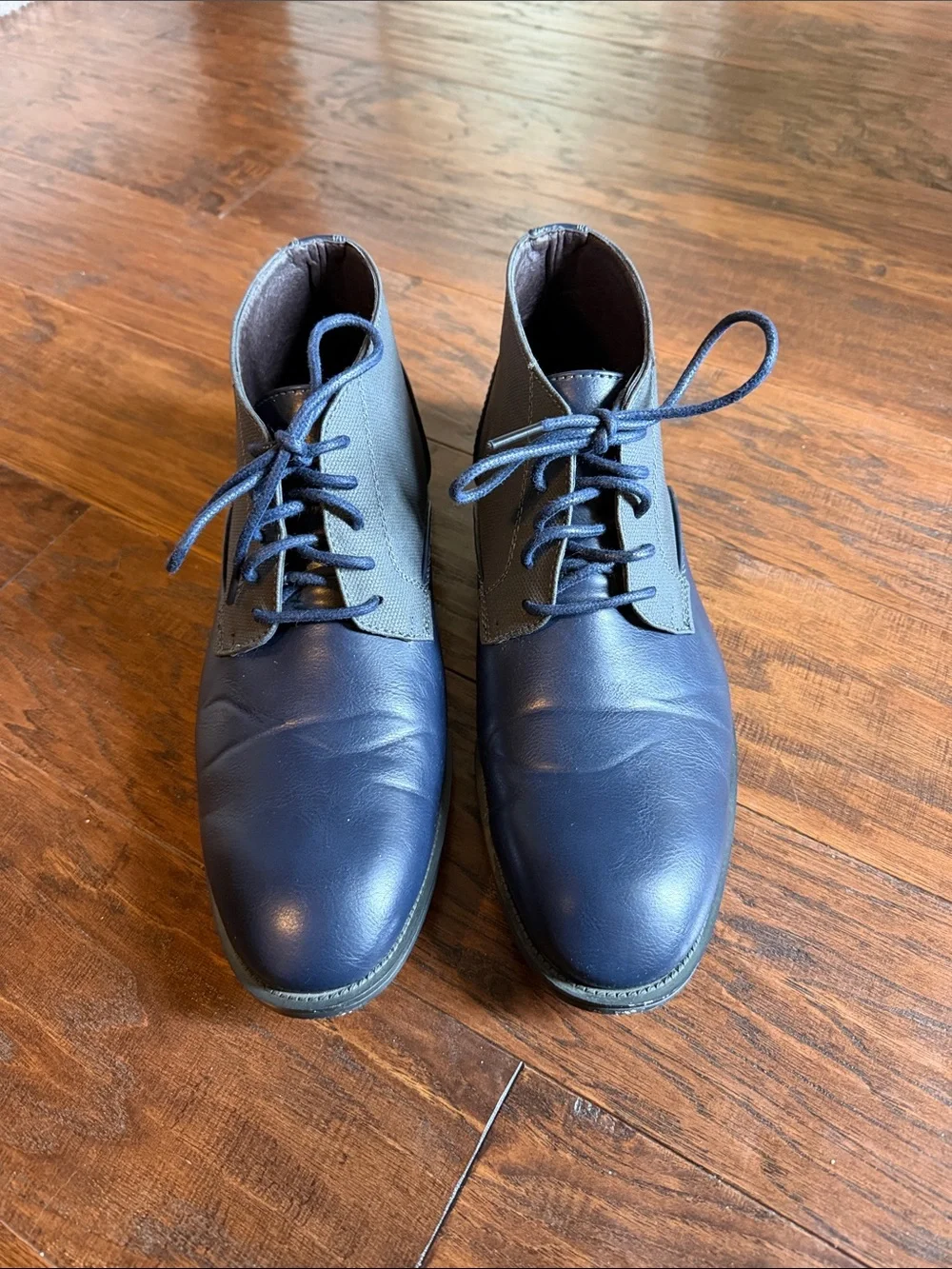 Andrew Fezza Navy and Gray Two-Tone Chukka Boots